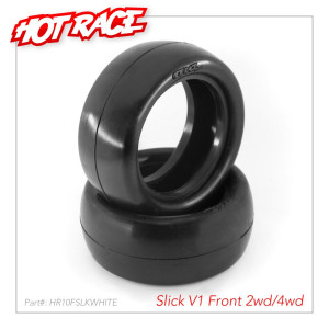 PAIR OF 1\10 TYRES FRONT SLICK V1 2WD/4WD  - HOT RACE