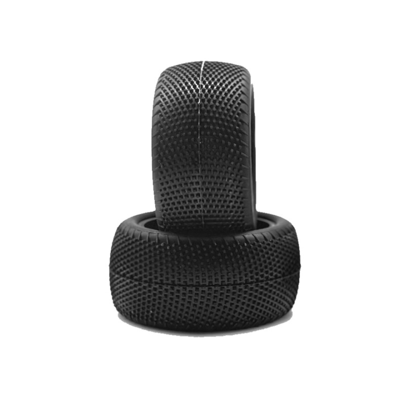 PAIR OF 1/10 TYRES V2 CARPET 4WD/2WD REAR SOFT/MEDIUM - HOT RACE