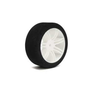 PAIR OF REAR TYRES 1\10 SHORE 42 ON WHITE RIMS - 66mm - 005-0062