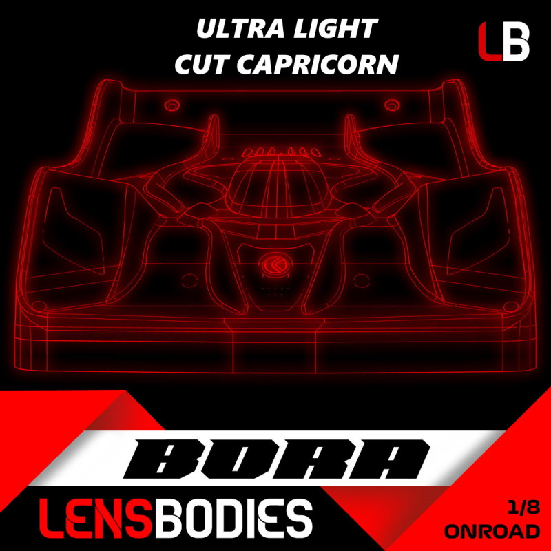1/8 ONROAD BODY BORA ULTRA LIGHT WEIGHT CUT CAPRICORN - LB08BRA-UL-C